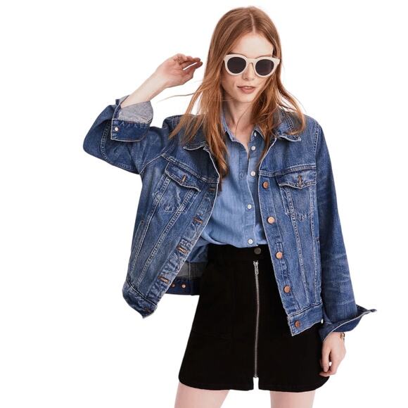 Madewell Denim Utility Zip Skirt in Black Frost Size 31 Front Exposed Zipper - Picture 1 of 13